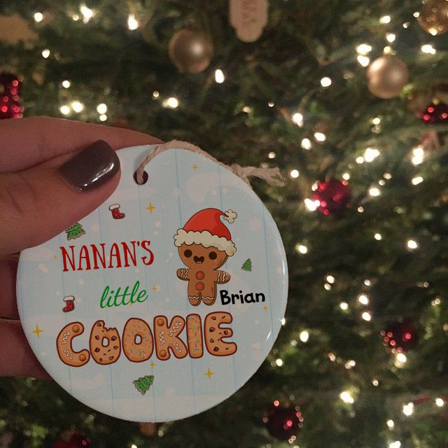 LITTLE COOKIES CUSTOM NAME CHRISTMAS ORNAMENT GRANDPARENTS GIFT CHRISTMAS GIFT CERAMIC CIRCLE ORNAMENT